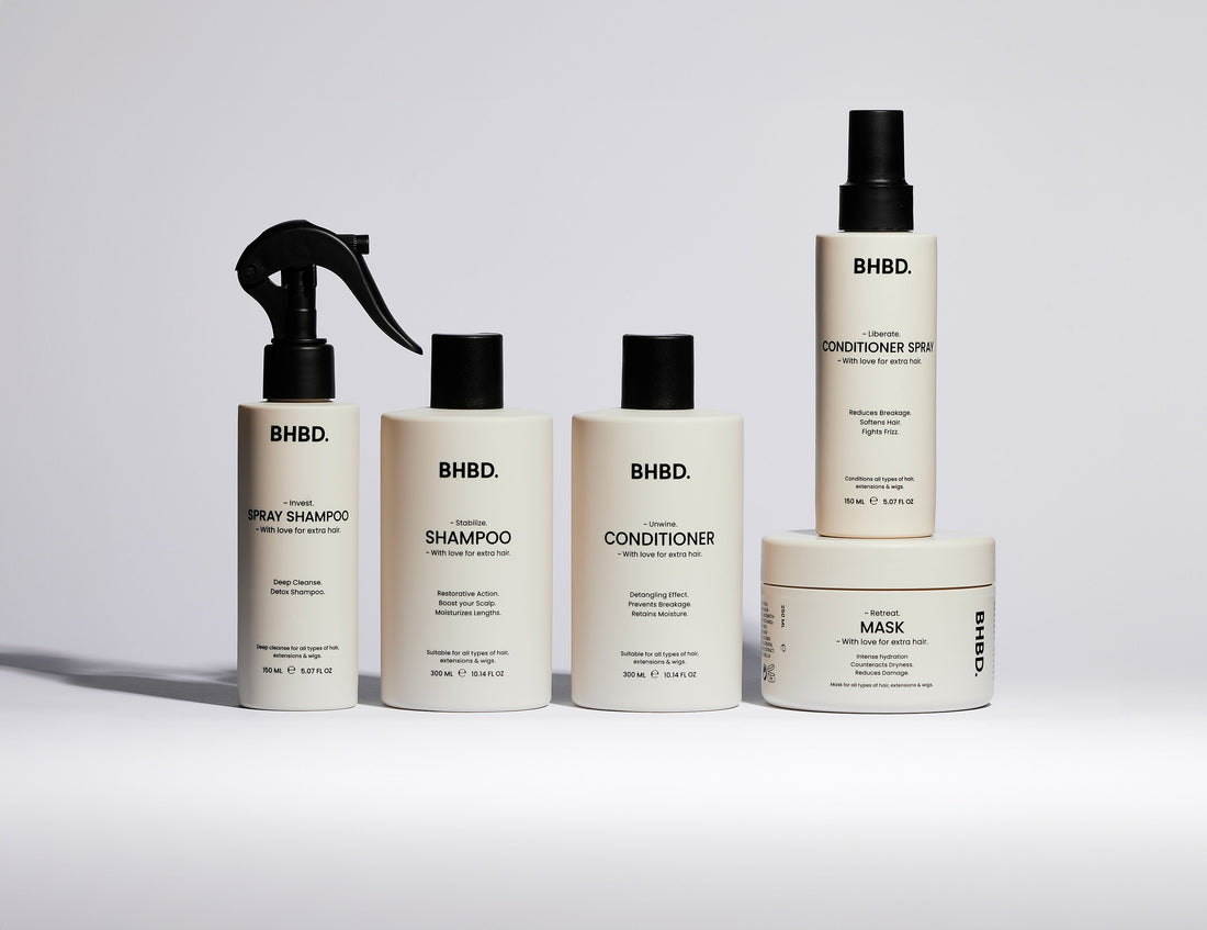 BHBD haircare series, BHBD shampoo, conditioner, hair mask, spray shampoo and conditioner spray