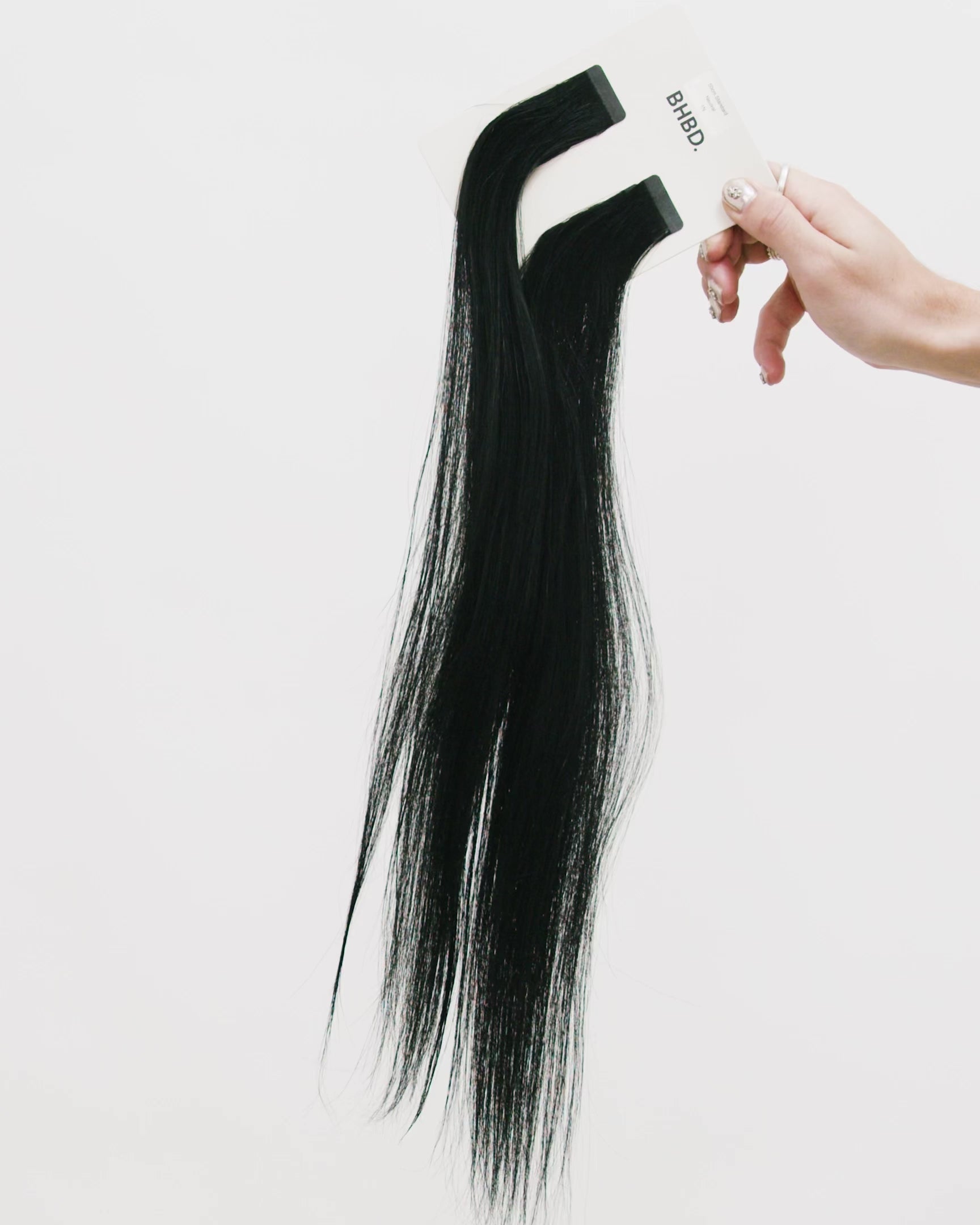 BHBD Tape extensions: 35cm, 50cm, 60cm. Black neutral 100% real hair.